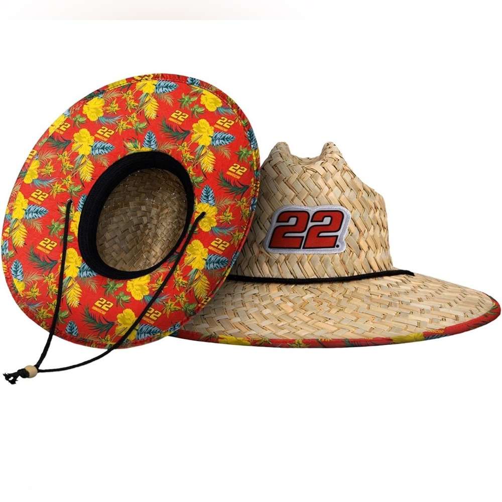 New NASCAR Straw Hat w/ Floral Lined Brim Vintage-Style Summer Race Day Sun Hat